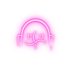 Earphones Lotus neon icon