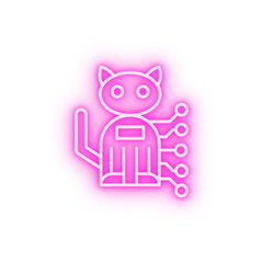 Cat robot pet neon icon