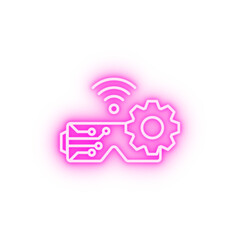 Vr glasses gear connection neon icon
