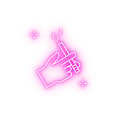 Smoking hand cigarette addictions neon icon