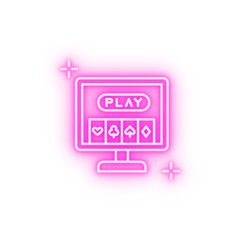 Gambling monitor addictions neon icon