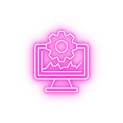 Computer gear analytics neon icon
