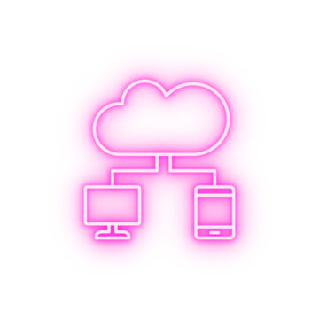 Network computer SEO neon icon