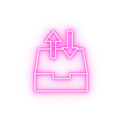 Down arrow message neon icon