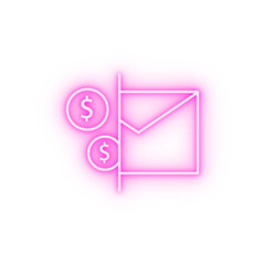 Dollar email message neon icon