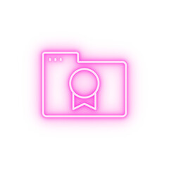 Folder medal neon icon