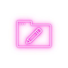 Folder pencil neon icon