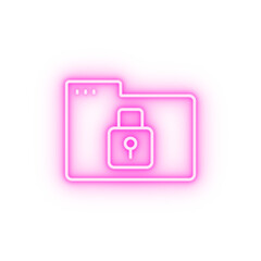 Folder lock neon icon