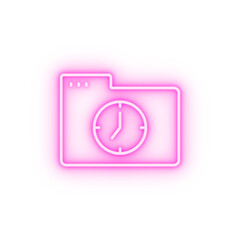 Folder clock neon icon