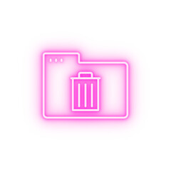 Folder trash can neon icon