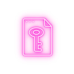 File document key neon icon