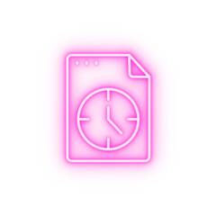 File document clock neon icon