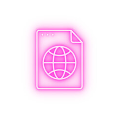 File document globe neon icon
