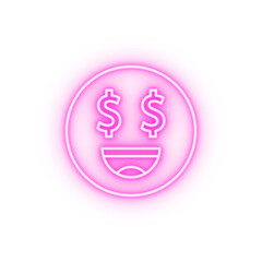 Money dollar eyes emotions neon icon