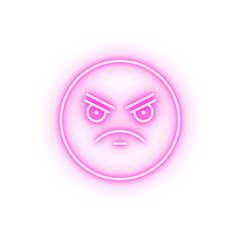 Annoyed emotions neon icon