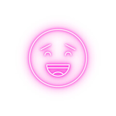 Awkward smile emotion neon icon