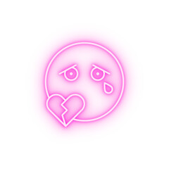 Broken heart emotions neon icon