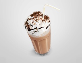 Tasty sweet Iced coffee in a big glass