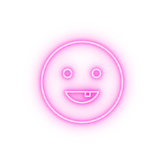 Happy with one tooth neon icon