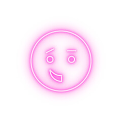 Surprised smiling emotions neon icon