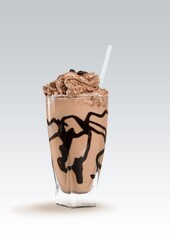Tasty sweet Iced coffee in a big glass