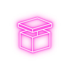 Box opened neon icon