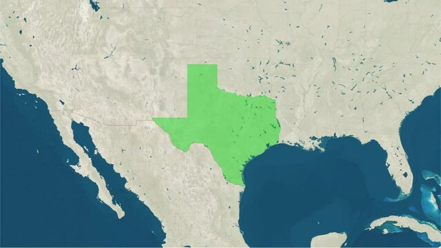 Zoom in to the map of Texas with text, textless, and with flag