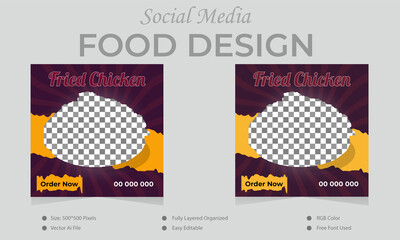 Social media post  food design layout , vector modern design template for restaurant burger design.