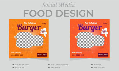 Vector Social Media Post design layout Restaurant and culinary Promotion.