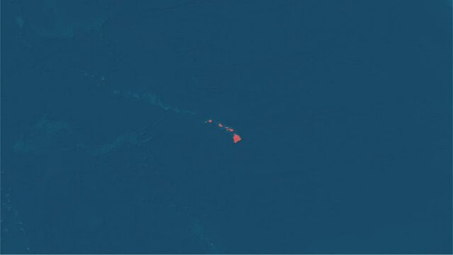 Zoom in to the map of Hawaii with text, textless