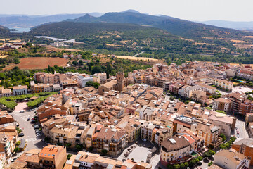 Fototapeta na wymiar Aerial photo of Tremp. Spanish town in province of Lleida from above.