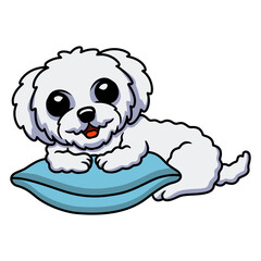 Cute bichon frise cartoon on the pillow