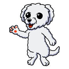 Obraz premium Cute bichon frise cartoon waving hand