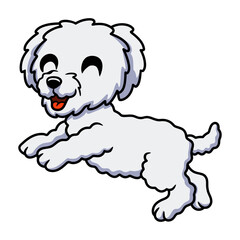 Cute bichon frise cartoon posing