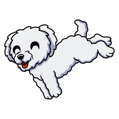 Cute bichon frise cartoon jumping