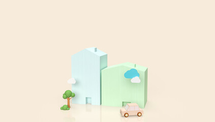 The wood home  for business concept 3d rendering
