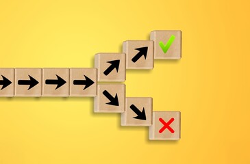 Arrow image on cubes in different directions for choices.