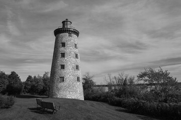 Stone lighthouse on a cloudy day