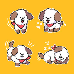 lovely funny little poodle character doodle illustration