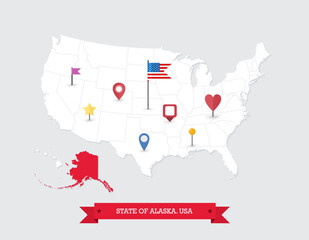 Alaska State map highlighted on USA map