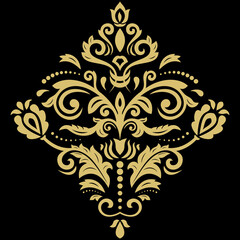 Elegant vintage black and yellow ornament in classic style. Abstract traditional pattern with oriental elements. Classic vintage pattern