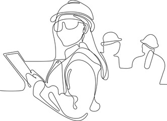 Fototapeta na wymiar construction manager and engineer working on building site. Vector illustration