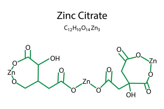 Zinc citrate icon. chemical formula. Vector illustration. stock image. 
