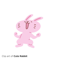 ウサギのキャラクターイラストシリーズ　「元気に雄叫びするウサギ」