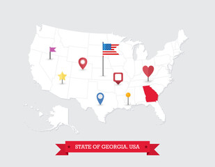 Georgia State map highlighted on USA map