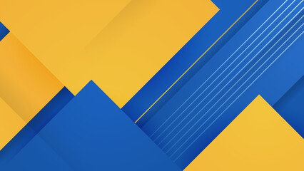 Blue and yellow shiny triangle lines stripes and waves abstract background vector presentation design with modern and futuristic corporate concept