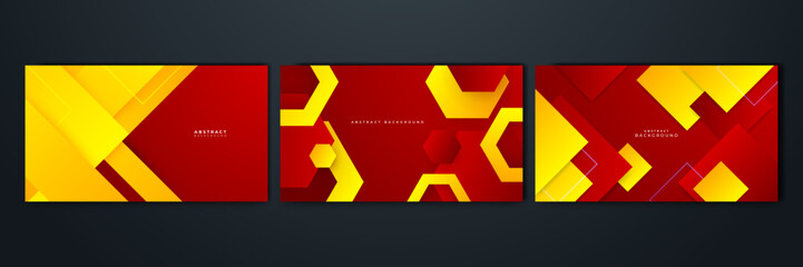 Abstract modern orange yellow white background gradient color. Yellow and orange gradient with square lines hexagon circle halftone pattern curve wave decoration.