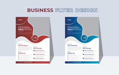 Corporate business flyer template with blue Organic shapes,  a4 size flyer, marketing, business proposal, promotion, advertise, publication, poster flyer pamphlet brochure cover design, Brochure, 