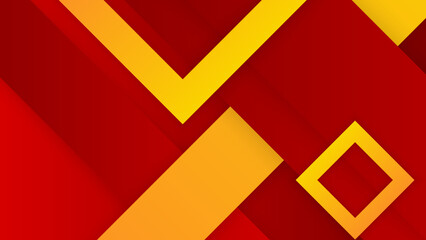 Abstract red orange yellow geometric shapes background. Vector abstract graphic design banner pattern presentation background web template.