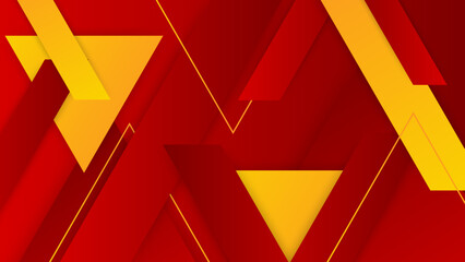 Modern red orange yellow geometric shapes abstract modern technology background design. Vector abstract graphic presentation design banner pattern background web template.